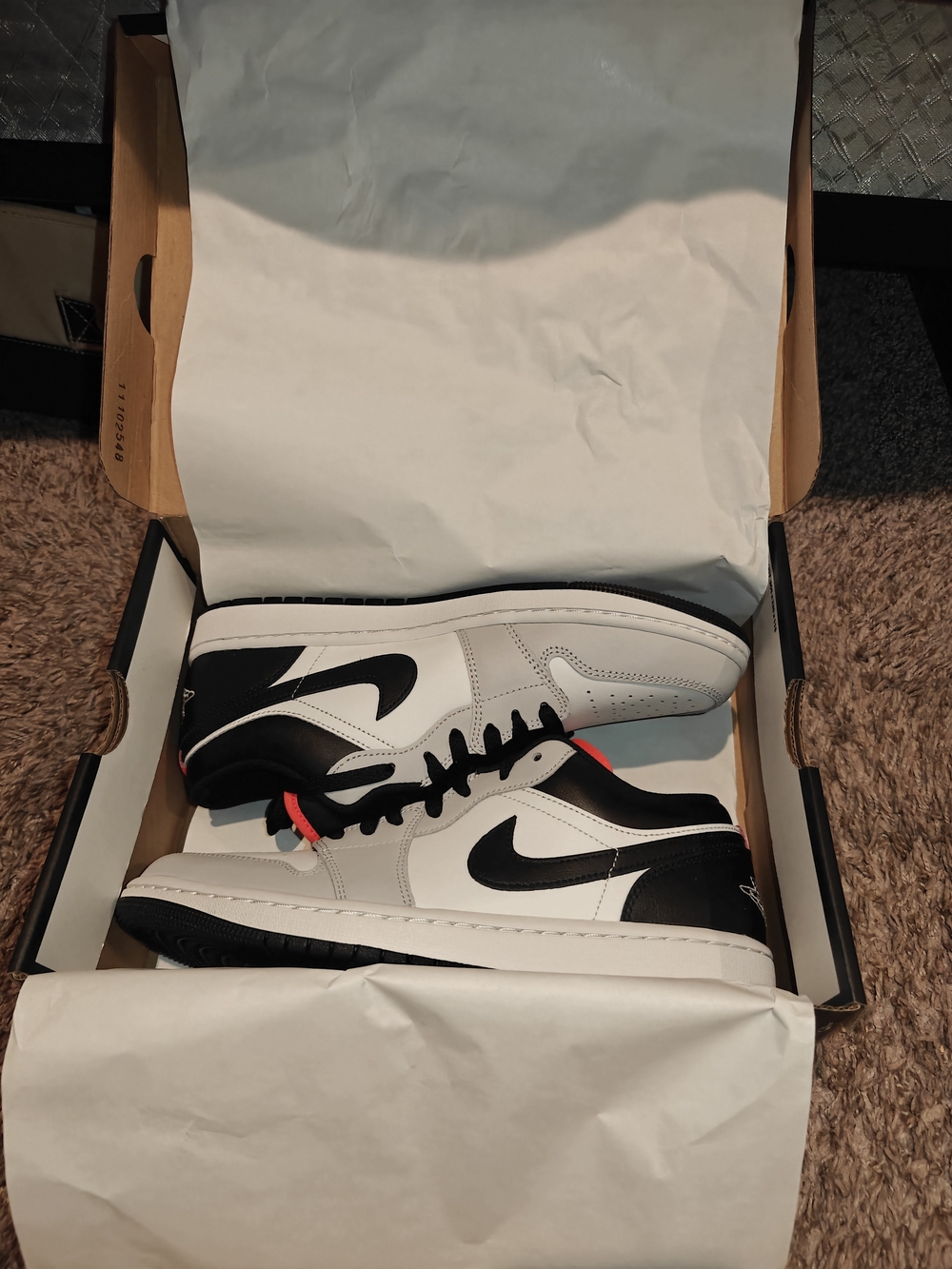 Nike Men’s Low-Top Sneakers in White, Black & Red Accent